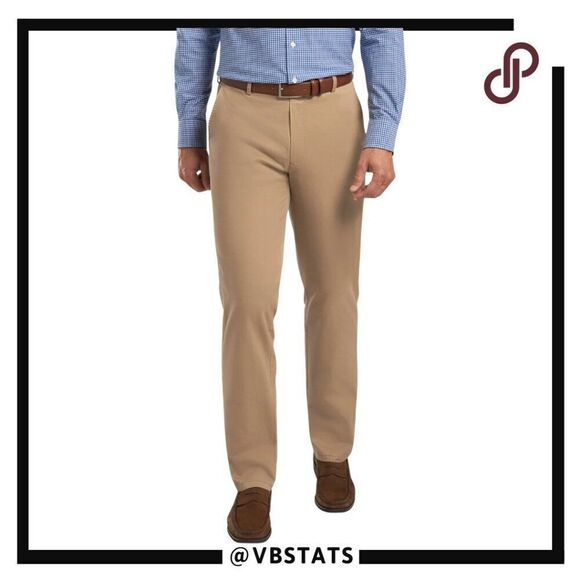 Peter Millar Raleigh Light Brown Washed Twill Flat Front Chinos Size 32W x 30L - Picture 1 of 10